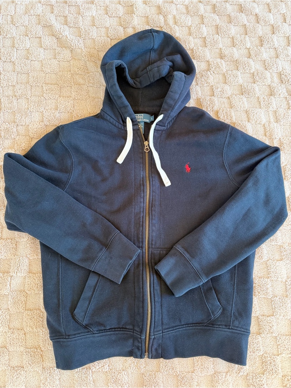 Polo Ralph Lauren Men’s Large Navy Full Zip Fleece Hoodie Red Pony